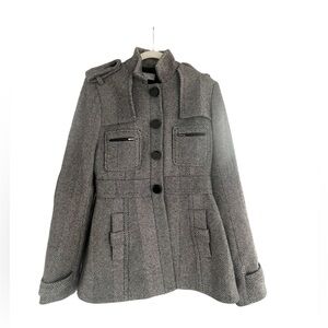 Alexander Wang Wool Black and Gray Military Jacket chore coat elbow patch 6